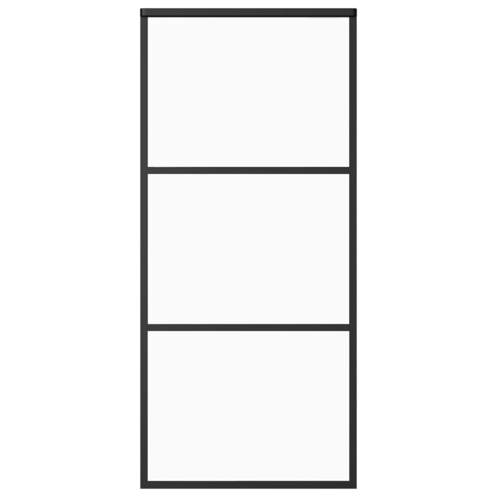 Schuifdeur Met Beslag 90X205 Cm Aluminium En Esg-Glas 90 x 205 cm (183 cm glideskinne) 2 horizontale stangen