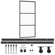 Schuifdeur Met Beslag 90X205 Cm Aluminium En Esg-Glas 90 x 205 cm (200 cm schuifrail) 2 horizontale stangen