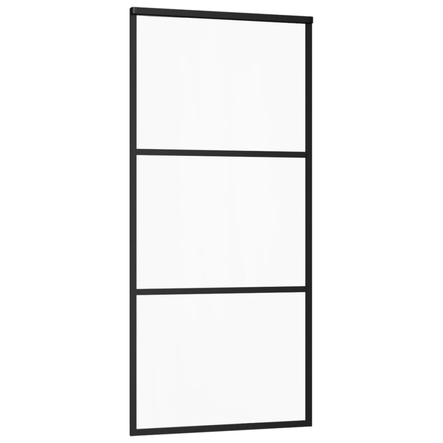 Schuifdeur Met Beslag 90X205 Cm Aluminium En Esg-Glas 90 x 205 cm (200 cm schuifrail) 2 horizontale stangen