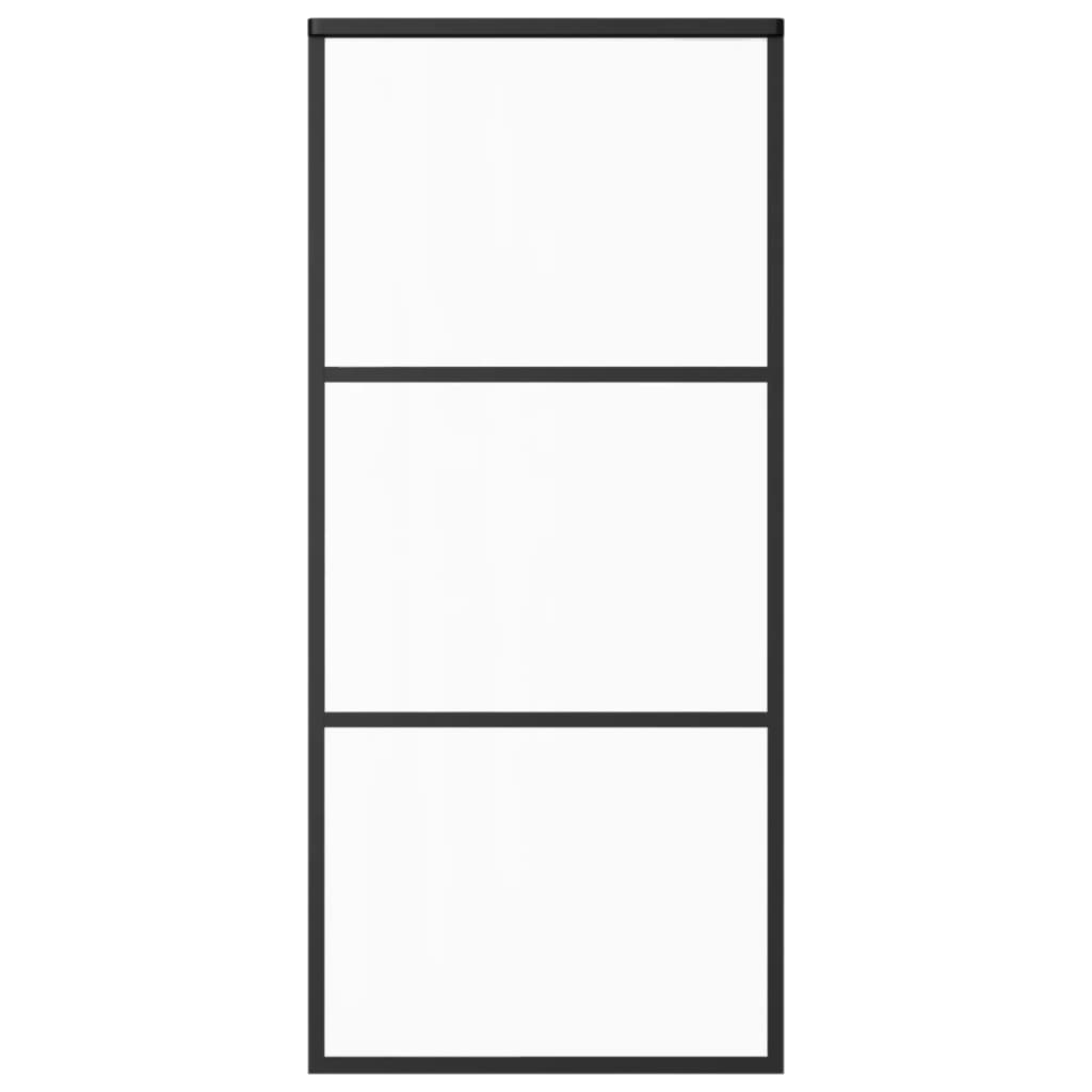 Schuifdeur Met Beslag 90X205 Cm Aluminium En Esg-Glas 90 x 205 cm (200 cm schuifrail) 2 horizontale stangen