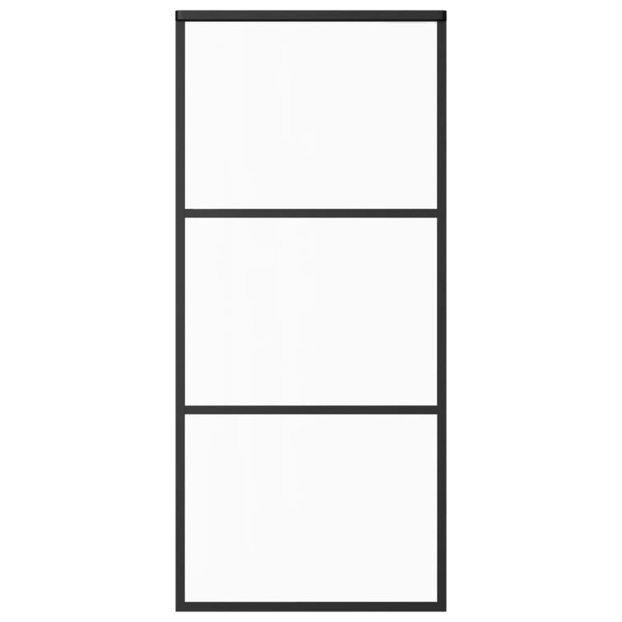 Schuifdeur Met Beslag 90X205 Cm Aluminium En Esg-Glas 90 x 205 cm (200 cm schuifrail) 2 horizontale stangen