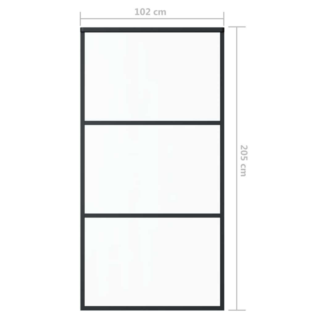 Schuifdeur Met Beslag 02X205 Cm Aluminium En Esg-Glas 102 x 205 cm (183 cm schuifrail) 2 horizontale stangen