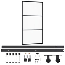 Schuifdeur Met Beslag 02X205 Cm Aluminium En Esg-Glas 102 x 205 cm (200 cm schuifrail) 2 horizontale stangen