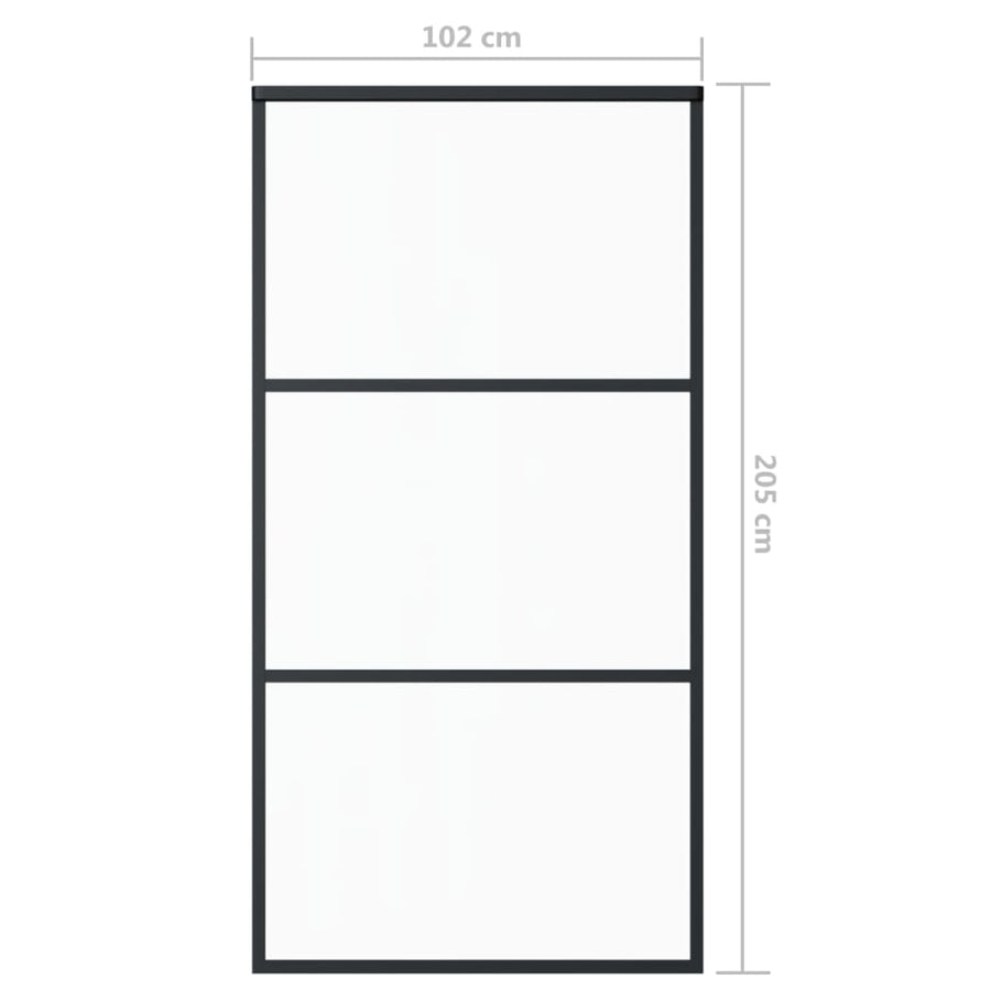 Schuifdeur Met Beslag 02X205 Cm Aluminium En Esg-Glas 102 x 205 cm (200 cm schuifrail) 2 horizontale stangen