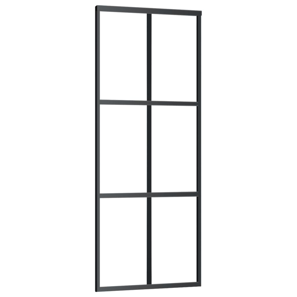 Schuifdeur Met Beslag 76X205 Cm Aluminium En Esg-Glas 76 x 205 cm (183 cm schuifrail) 3x2 raster