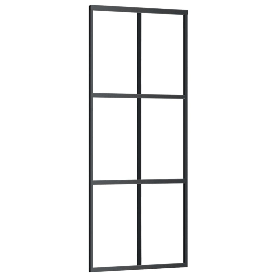 Schuifdeur Met Beslag 76X205 Cm Aluminium En Esg-Glas 76 x 205 cm (183 cm schuifrail) 3x2 raster
