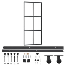 Schuifdeur Met Beslag 90X205 Cm Aluminium En Esg-Glas 90 x 205 cm (183 cm glideskinne) 3x2 raster