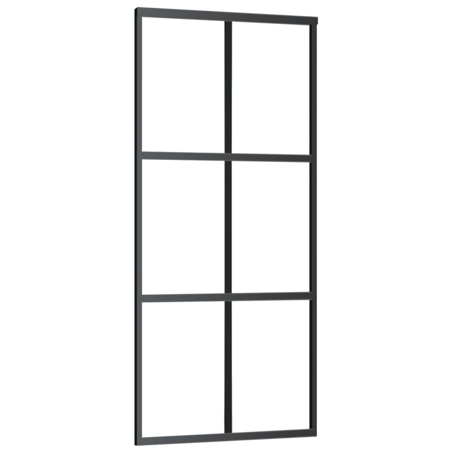 Schuifdeur Met Beslag 90X205 Cm Aluminium En Esg-Glas 90 x 205 cm (183 cm glideskinne) 3x2 raster