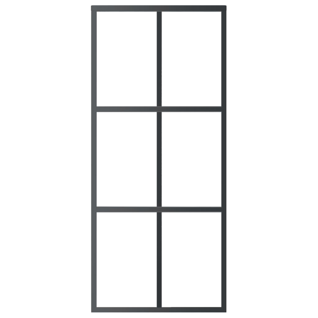 Schuifdeur Met Beslag 90X205 Cm Aluminium En Esg-Glas 90 x 205 cm (183 cm glideskinne) 3x2 raster