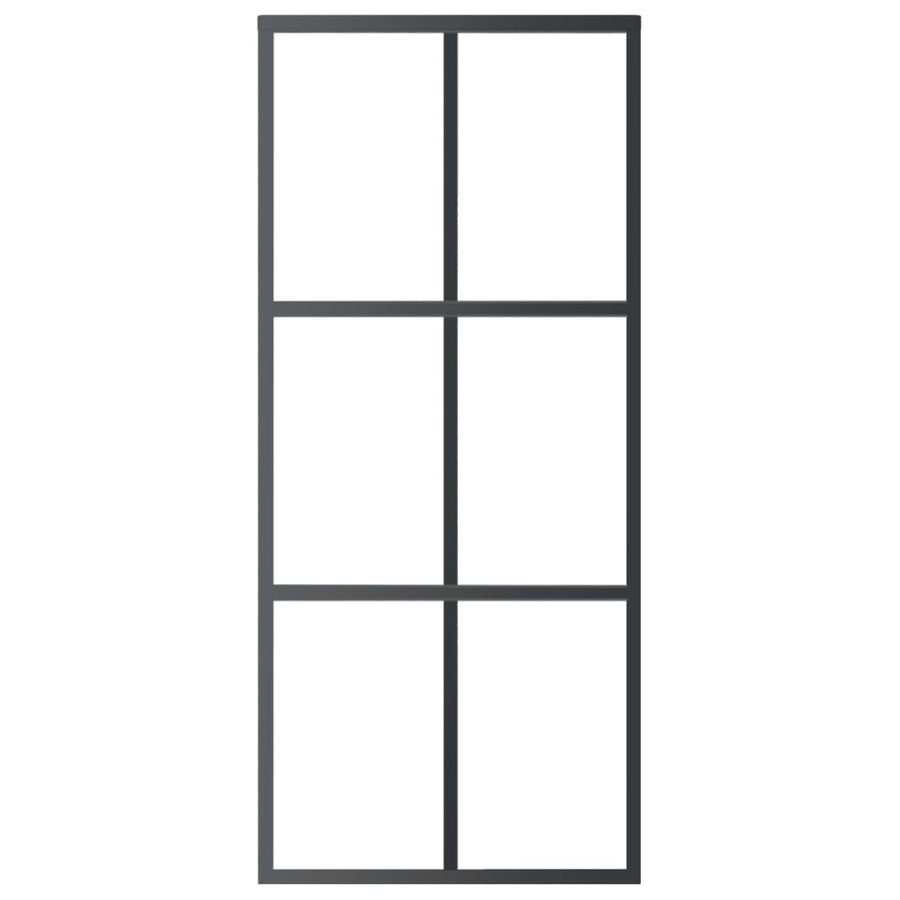 Schuifdeur Met Beslag 90X205 Cm Aluminium En Esg-Glas 90 x 205 cm (183 cm glideskinne) 3x2 raster