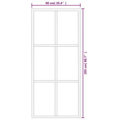 Schuifdeur Met Beslag 90X205 Cm Aluminium En Esg-Glas 90 x 205 cm (183 cm glideskinne) 3x2 raster