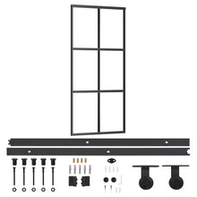 Schuifdeur Met Beslag 90X205 Cm Aluminium En Esg-Glas 90 x 205 cm (200 cm schuifrail) 3x2 raster