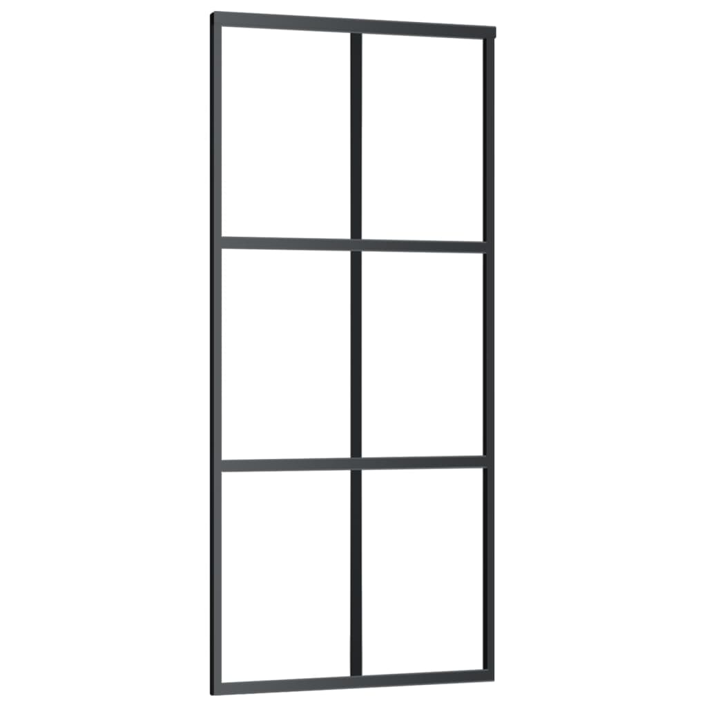 Schuifdeur Met Beslag 90X205 Cm Aluminium En Esg-Glas 90 x 205 cm (200 cm schuifrail) 3x2 raster