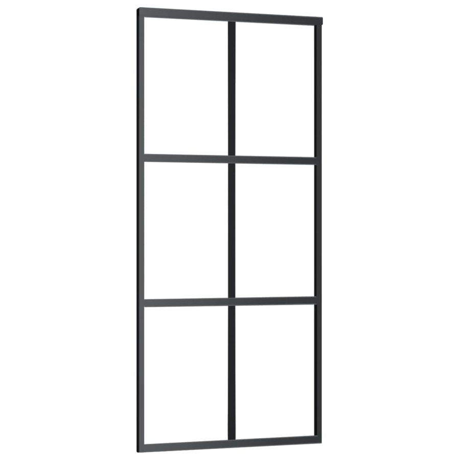 Schuifdeur Met Beslag 90X205 Cm Aluminium En Esg-Glas 90 x 205 cm (200 cm schuifrail) 3x2 raster