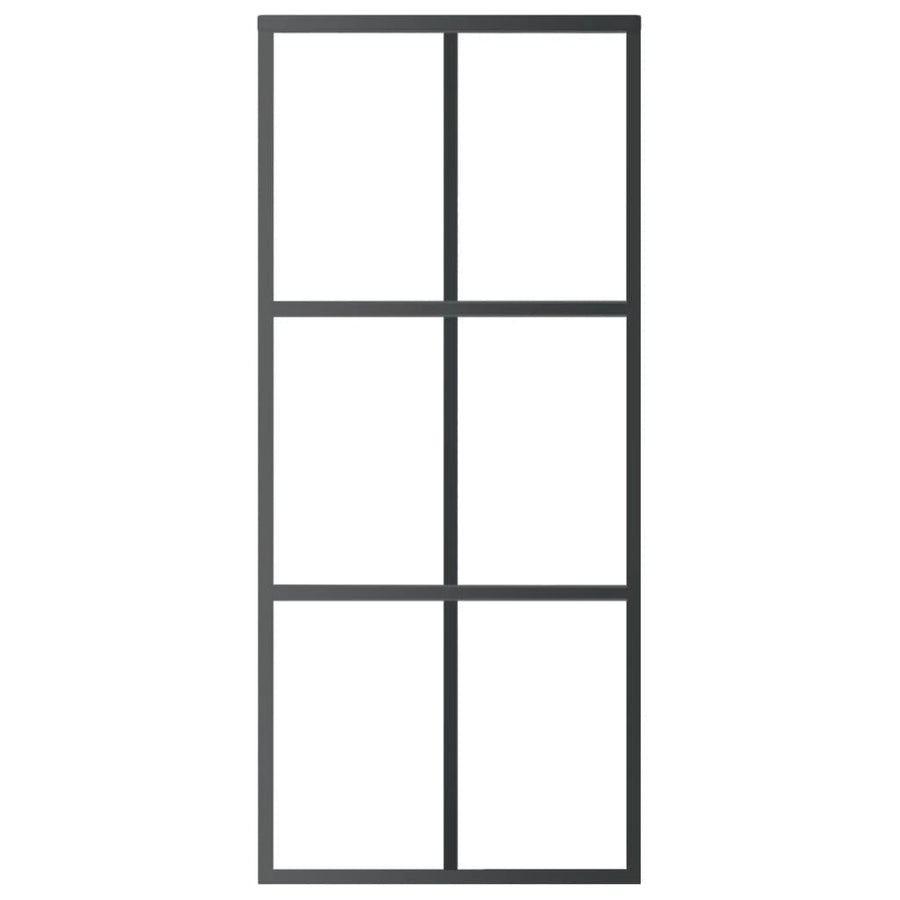 Schuifdeur Met Beslag 90X205 Cm Aluminium En Esg-Glas 90 x 205 cm (200 cm schuifrail) 3x2 raster