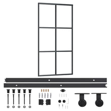 Schuifdeur Met Beslag 02X205 Cm Aluminium En Esg-Glas 102 x 205 cm (183 cm schuifrail) 3x2 raster