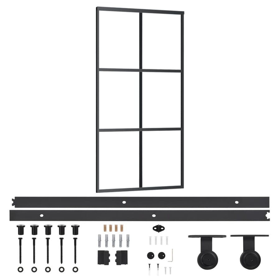 Schuifdeur Met Beslag 02X205 Cm Aluminium En Esg-Glas 102 x 205 cm (200 cm schuifrail) 3x2 raster