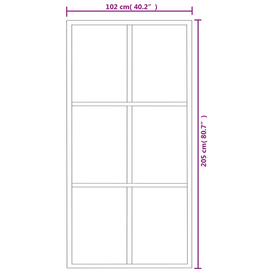 Schuifdeur Met Beslag 02X205 Cm Aluminium En Esg-Glas 102 x 205 cm (200 cm schuifrail) 3x2 raster