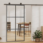 Schuifdeur 102x205 cm aluminium ESG-glas zwart