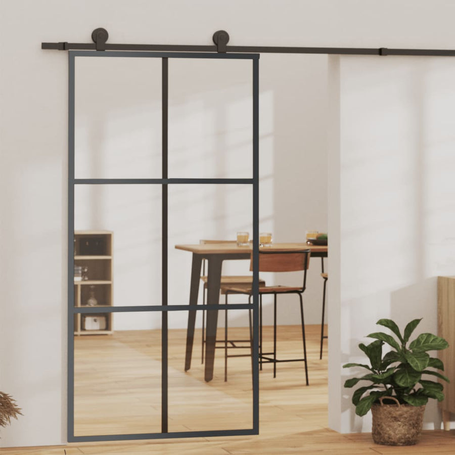 Schuifdeur Met Beslag 02X205 Cm Aluminium En Esg-Glas 102 x 205 cm (200 cm schuifrail) 3x2 raster