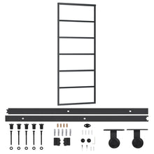 Schuifdeur Met Beslag 76X205 Cm Aluminium En Esg-Glas 76 x 205 cm (183 cm schuifrail) 5 horizontale stangen