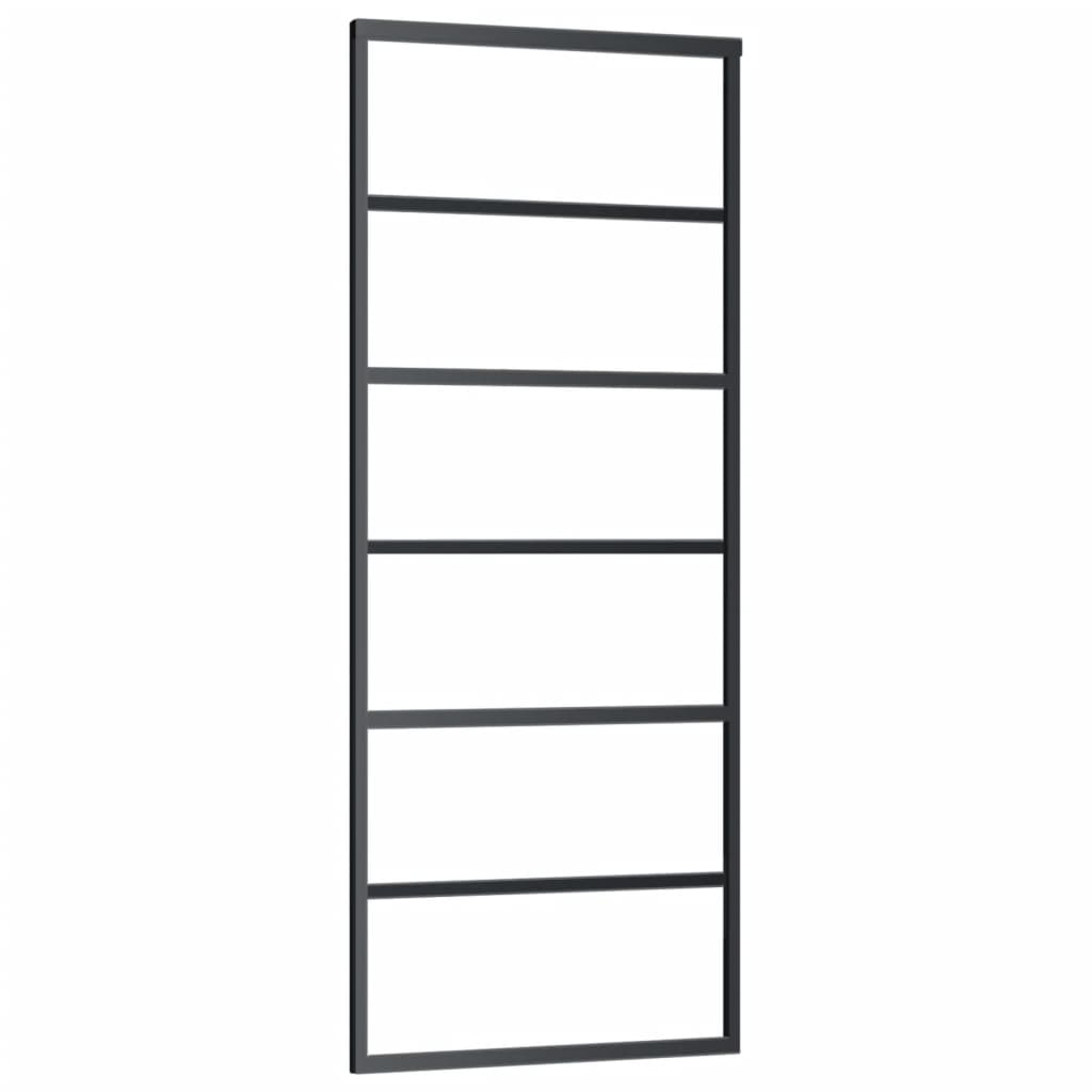 Schuifdeur Met Beslag 76X205 Cm Aluminium En Esg-Glas 76 x 205 cm (183 cm schuifrail) 5 horizontale stangen