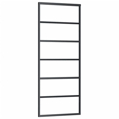 Schuifdeur Met Beslag 76X205 Cm Aluminium En Esg-Glas 76 x 205 cm (183 cm schuifrail) 5 horizontale stangen