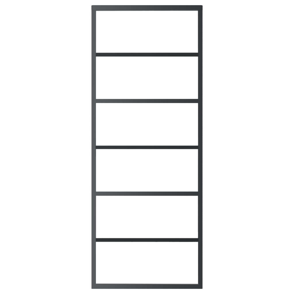 Schuifdeur Met Beslag 76X205 Cm Aluminium En Esg-Glas 76 x 205 cm (183 cm schuifrail) 5 horizontale stangen