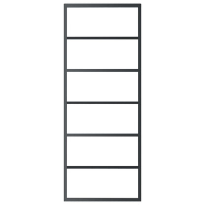 Schuifdeur Met Beslag 76X205 Cm Aluminium En Esg-Glas 76 x 205 cm (183 cm schuifrail) 5 horizontale stangen