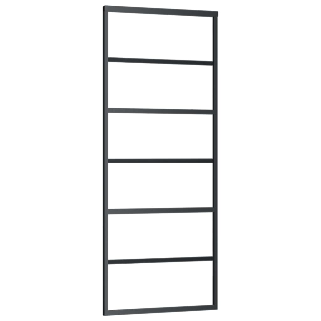 Schuifdeur Met Beslag 76X205 Cm Aluminium En Esg-Glas 76 x 205 cm (200 cm schuifrail) 5 horizontale stangen