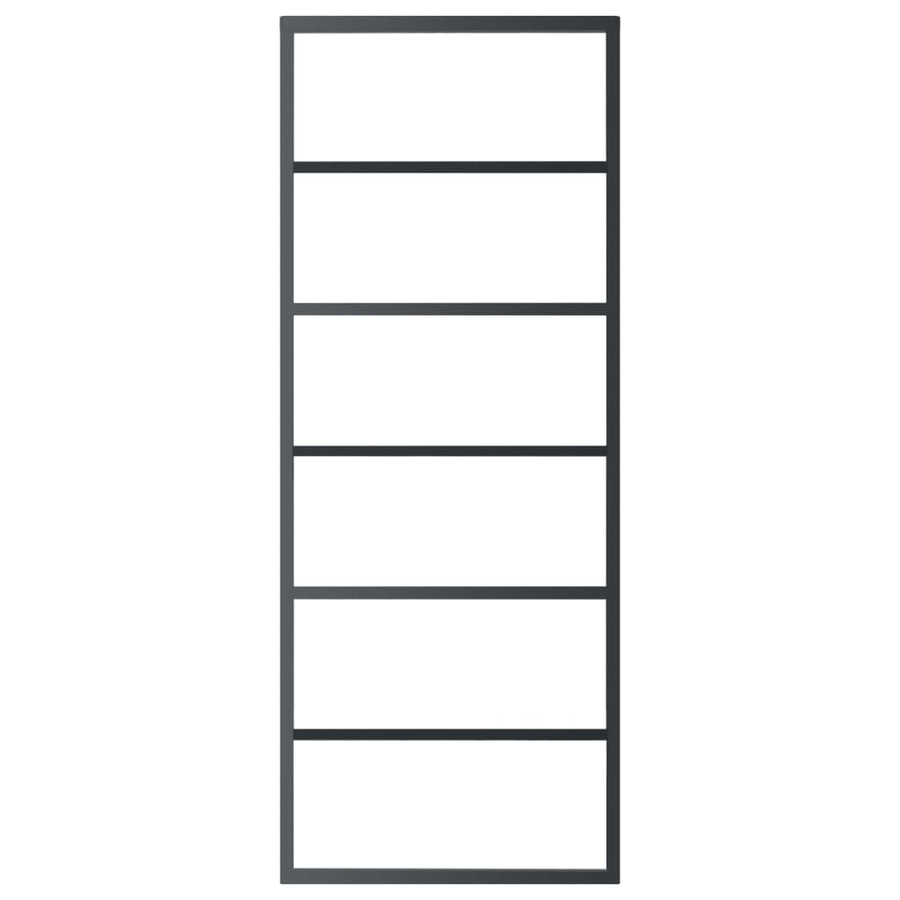 Schuifdeur Met Beslag 76X205 Cm Aluminium En Esg-Glas 76 x 205 cm (200 cm schuifrail) 5 horizontale stangen