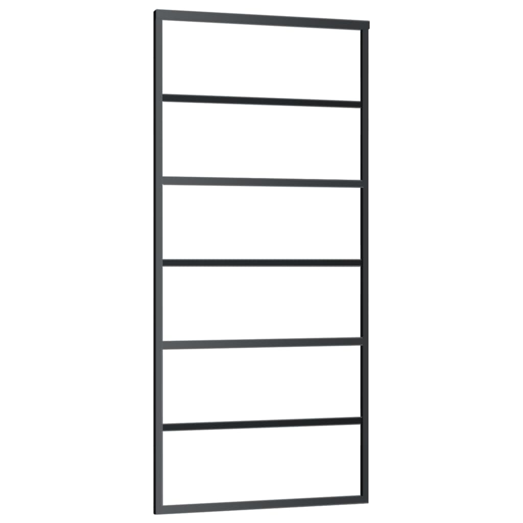 Schuifdeur Met Beslag 90X205 Cm Aluminium En Esg-Glas 90 x 205 cm (183 cm glideskinne) 5 horizontale stangen