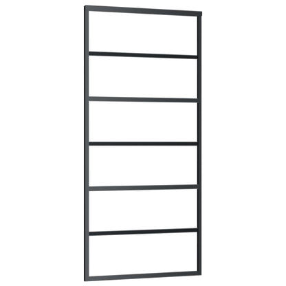 Schuifdeur Met Beslag 90X205 Cm Aluminium En Esg-Glas 90 x 205 cm (183 cm glideskinne) 5 horizontale stangen