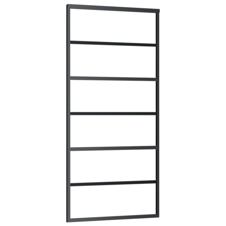 Schuifdeur Met Beslag 90X205 Cm Aluminium En Esg-Glas 90 x 205 cm (183 cm glideskinne) 5 horizontale stangen