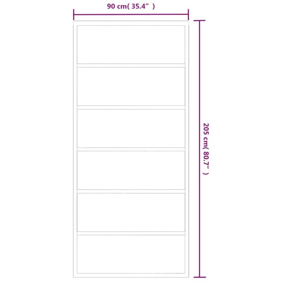 Schuifdeur Met Beslag 90X205 Cm Aluminium En Esg-Glas 90 x 205 cm (183 cm glideskinne) 5 horizontale stangen