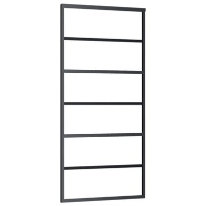 Schuifdeur Met Beslag 90X205 Cm Aluminium En Esg-Glas 90 x 205 cm (200 cm schuifrail) 5 horizontale stangen