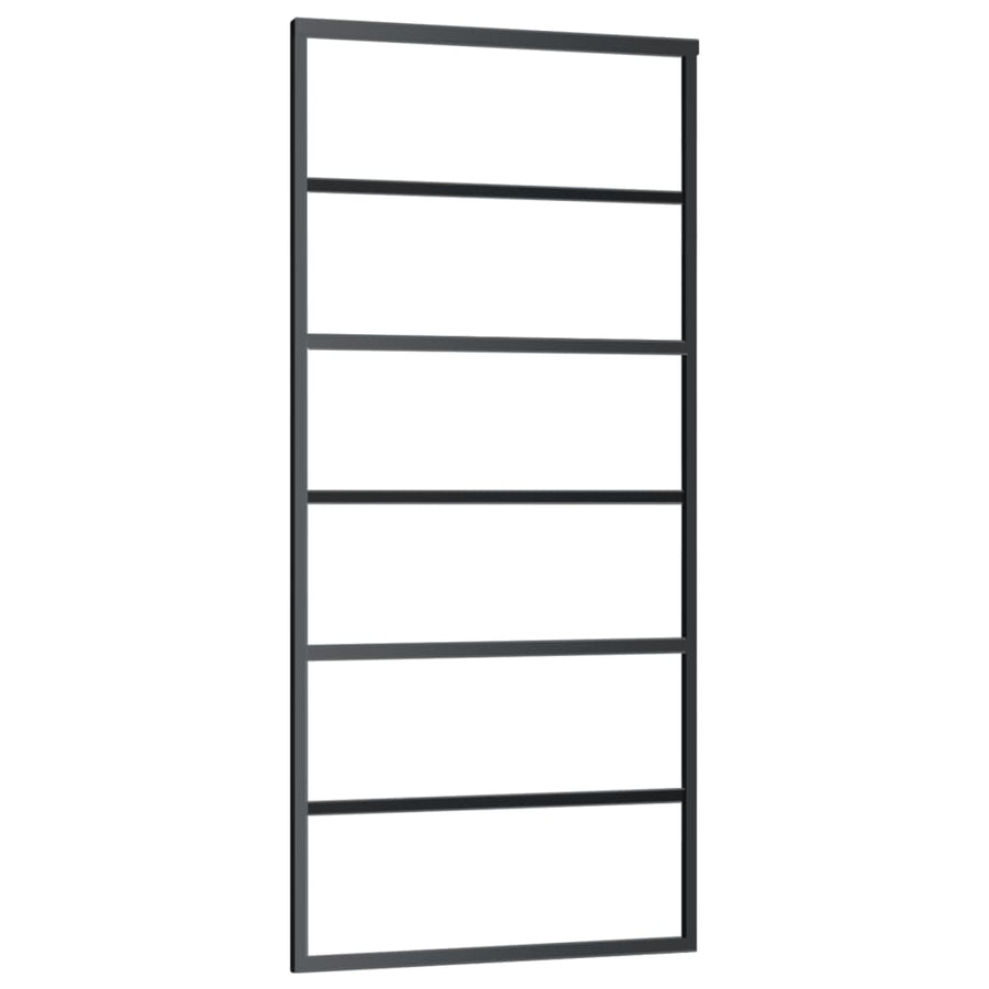 Schuifdeur Met Beslag 90X205 Cm Aluminium En Esg-Glas 90 x 205 cm (200 cm schuifrail) 5 horizontale stangen
