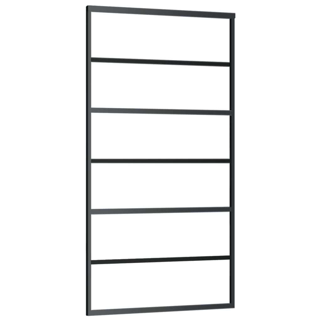 Schuifdeur Met Beslag 02X205 Cm Aluminium En Esg-Glas 102 x 205 cm (183 cm schuifrail) 5 horizontale stangen