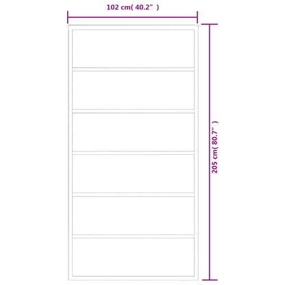 Schuifdeur Met Beslag 02X205 Cm Aluminium En Esg-Glas 102 x 205 cm (183 cm schuifrail) 5 horizontale stangen