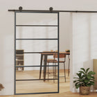 Schuifdeur 102x205 cm aluminium ESG-glas zwart