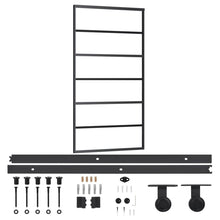 Schuifdeur Met Beslag 02X205 Cm Aluminium En Esg-Glas 102 x 205 cm (200 cm schuifrail) 5 horizontale stangen