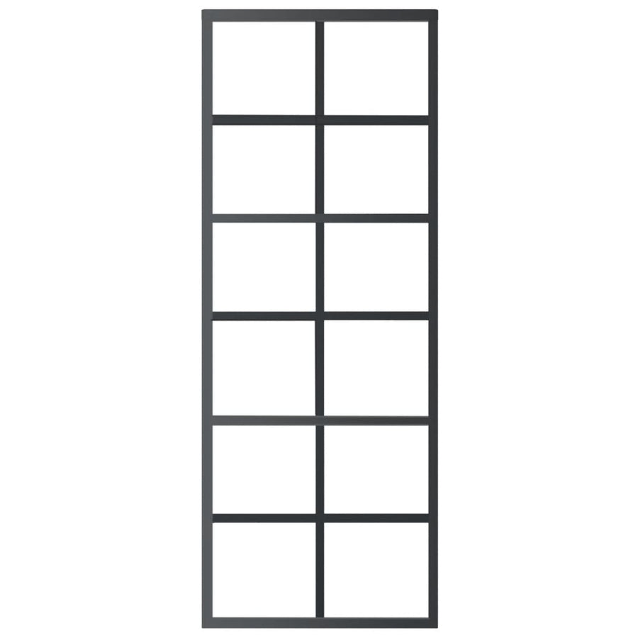 Schuifdeur Met Beslag 76X205 Cm Aluminium En Esg-Glas 76 x 205 cm (183 cm schuifrail) 6x2 raster