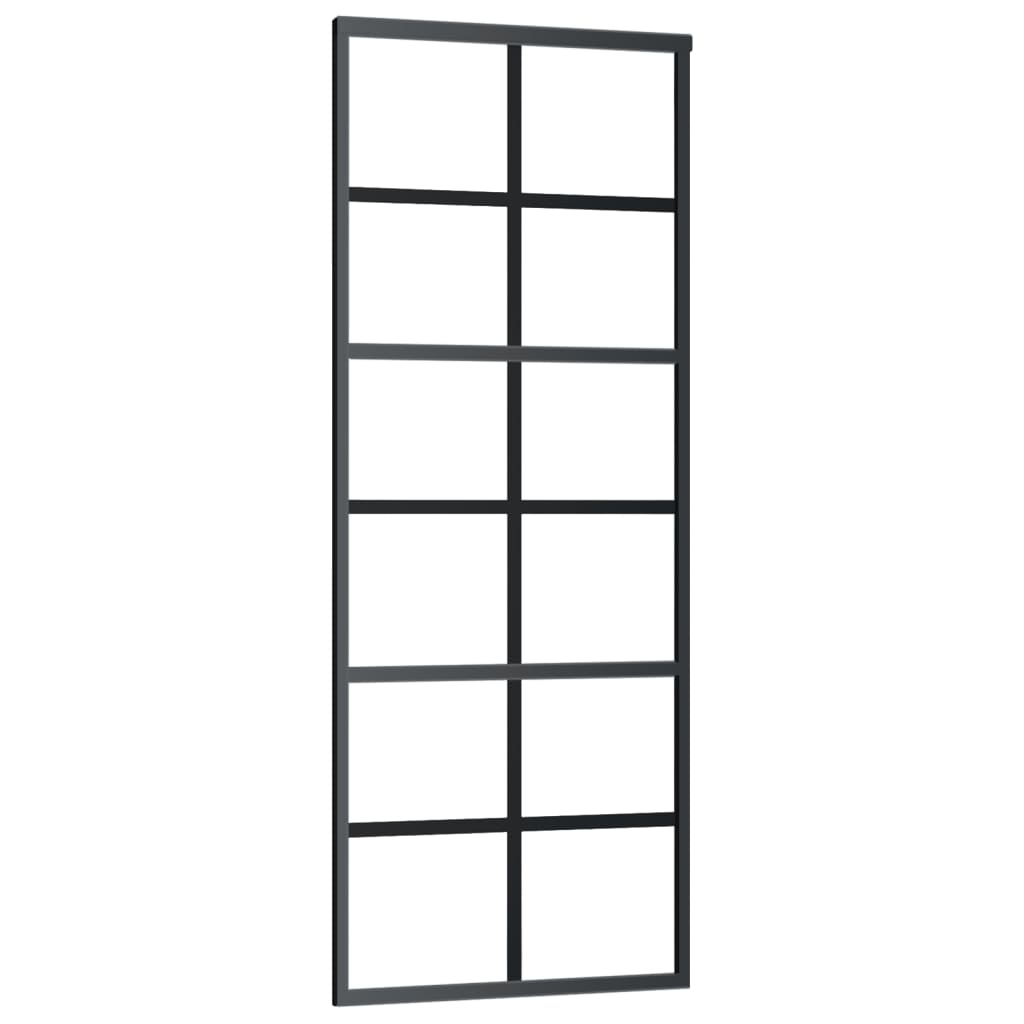 Schuifdeur Met Beslag 76X205 Cm Aluminium En Esg-Glas 76 x 205 cm (200 cm schuifrail) 6x2 raster
