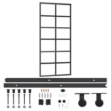 Schuifdeur Met Beslag 90X205 Cm Aluminium En Esg-Glas 90 x 205 cm (183 cm glideskinne) 6x2 raster