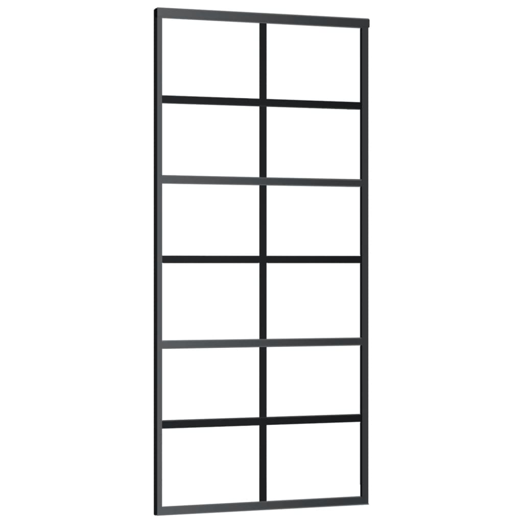 Schuifdeur Met Beslag 90X205 Cm Aluminium En Esg-Glas 90 x 205 cm (183 cm glideskinne) 6x2 raster