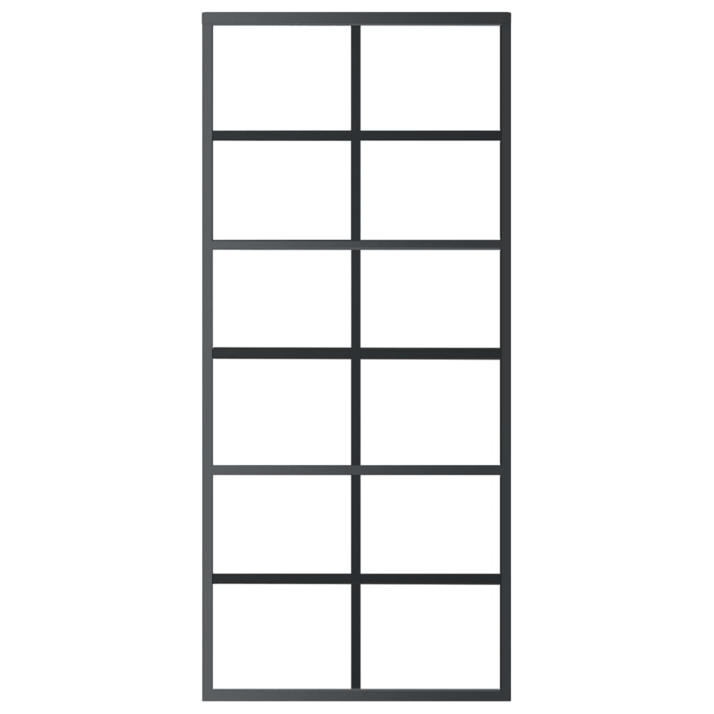 Schuifdeur Met Beslag 90X205 Cm Aluminium En Esg-Glas 90 x 205 cm (183 cm glideskinne) 6x2 raster