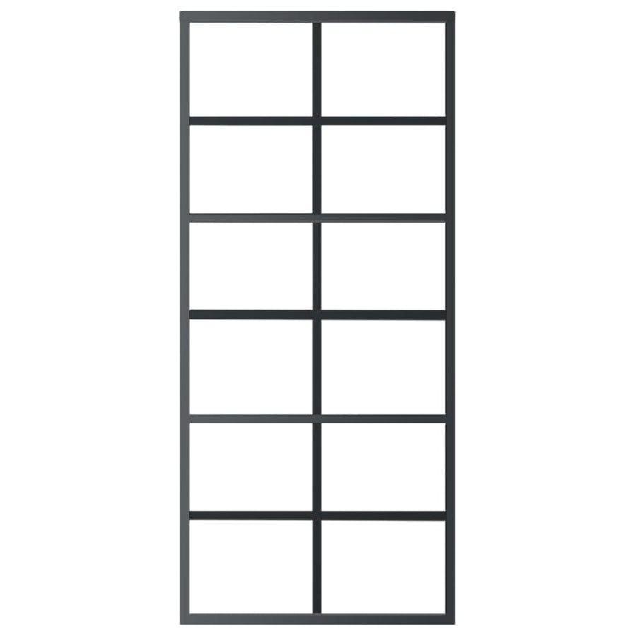 Schuifdeur Met Beslag 90X205 Cm Aluminium En Esg-Glas 90 x 205 cm (183 cm glideskinne) 6x2 raster