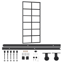 Schuifdeur Met Beslag 90X205 Cm Aluminium En Esg-Glas 90 x 205 cm (200 cm schuifrail) 6x2 raster