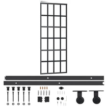 Schuifdeur Met Beslag 76X205 Cm Aluminium En Esg-Glas 76 x 205 cm (183 cm schuifrail) 6x4 raster