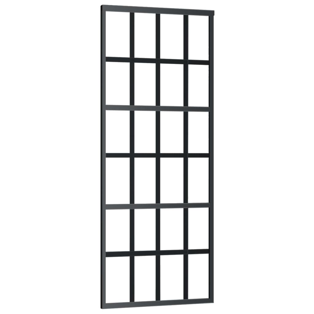 Schuifdeur Met Beslag 76X205 Cm Aluminium En Esg-Glas 76 x 205 cm (183 cm schuifrail) 6x4 raster